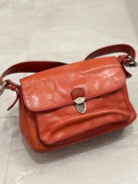 Hype Red Leather Shoulder Bag Vintage Y2K Baguette Purse